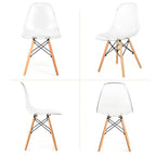 Lot de 4 chaises de salle à manger modernes en plastique avec assise transparente et