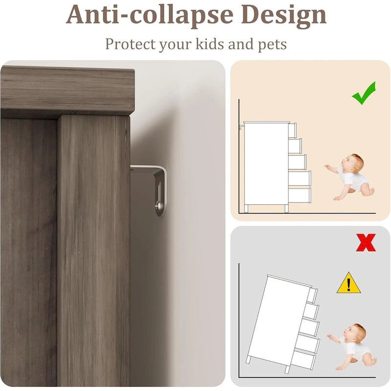 Commode à 5 tiroirs, commode de ferme avec porte coulissante de style grange