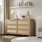 Lot de 2 commodes d'angle élégantes avec 6 tiroirs en rotin tressé