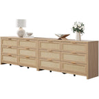 Lot de 2 commodes d'angle élégantes avec 6 tiroirs en rotin tressé