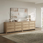 Lot de 2 commodes d'angle élégantes avec 6 tiroirs en rotin tressé
