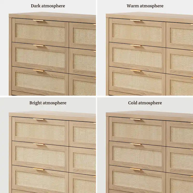 Lot de 2 commodes d'angle élégantes avec 6 tiroirs en rotin tressé