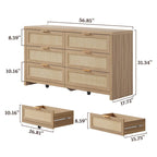 Lot de 2 commodes d'angle élégantes avec 6 tiroirs en rotin tressé