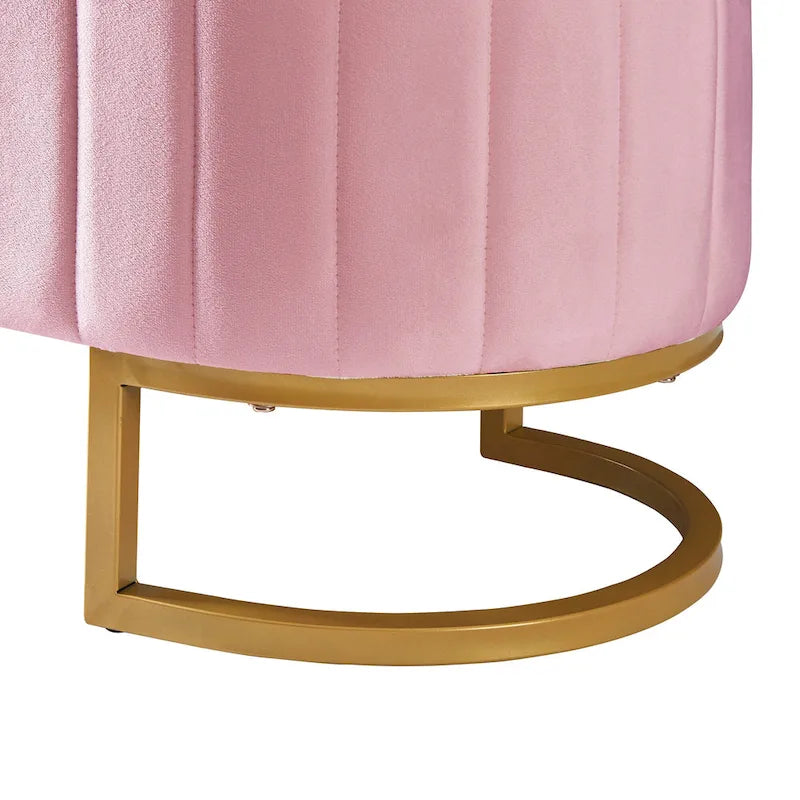 Pouf de rangement élégant en velours capitonné, banc rembourré avec pieds en métal pour chambre à coucher