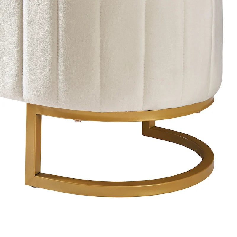 Pouf de rangement élégant en velours capitonné, banc rembourré avec pieds en métal pour chambre à coucher