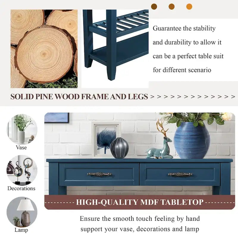 Console polyvalente en bois avec rangement et design élégant pour la décoration intérieure