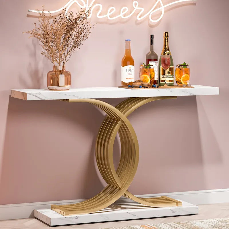 Console d'entrée moderne, Table d'appoint de 39 pouces, Console de canapé étroite en bois