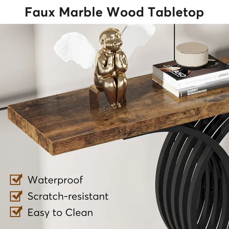 Console d'entrée moderne, Table d'appoint de 39 pouces, Console de canapé étroite en bois