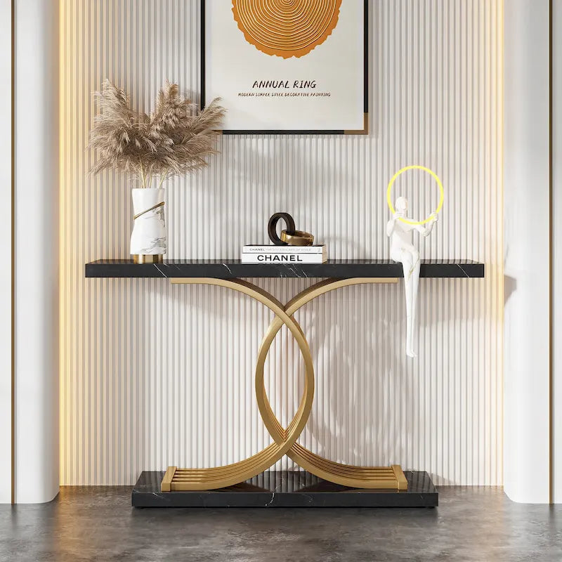 Console d'entrée moderne, Table d'appoint de 39 pouces, Console de canapé étroite en bois