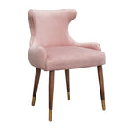 Fauteuil d'appoint rose moderne 23 en polyester, avec pieds en bois d'hévéa massif et clous décoratifs