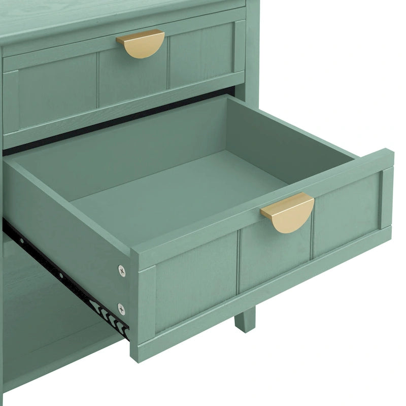 Commode de chevet américaine à 2 tiroirs avec poignée dorée, table d'appoint, table de bout, convient pour chambre à coucher, salon
