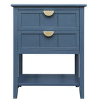 Commode de chevet américaine à 2 tiroirs avec poignée dorée, table d'appoint, table de bout, convient pour chambre à coucher, salon