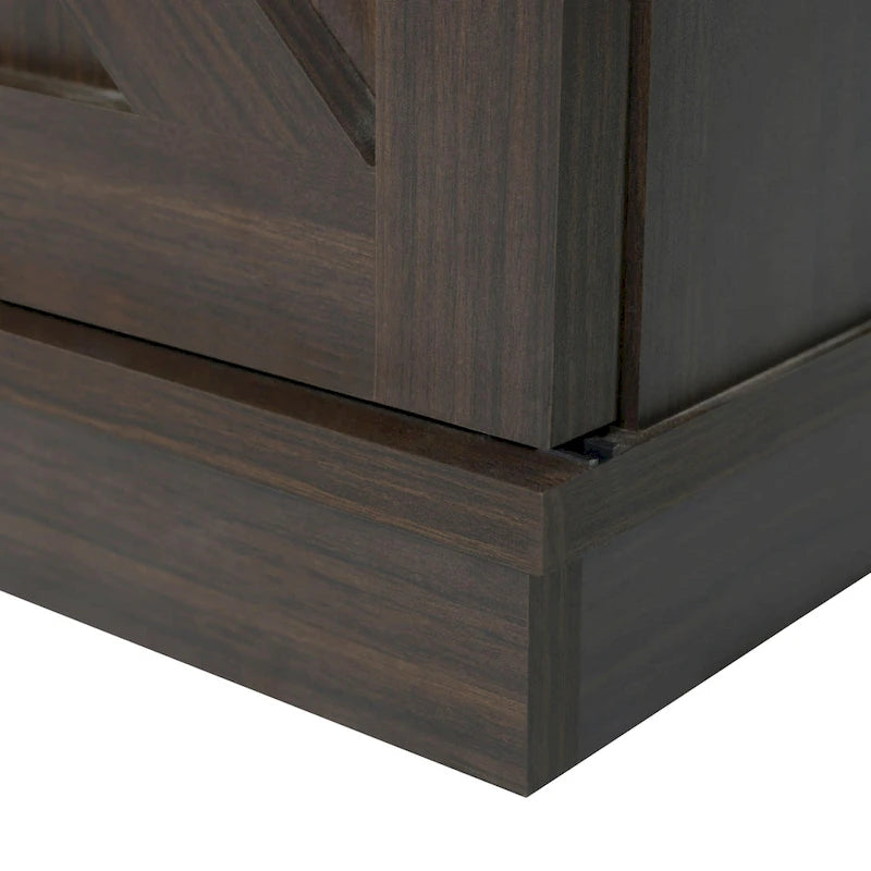 Meuble TV en bois de style ferme avec porte coulissante type grange