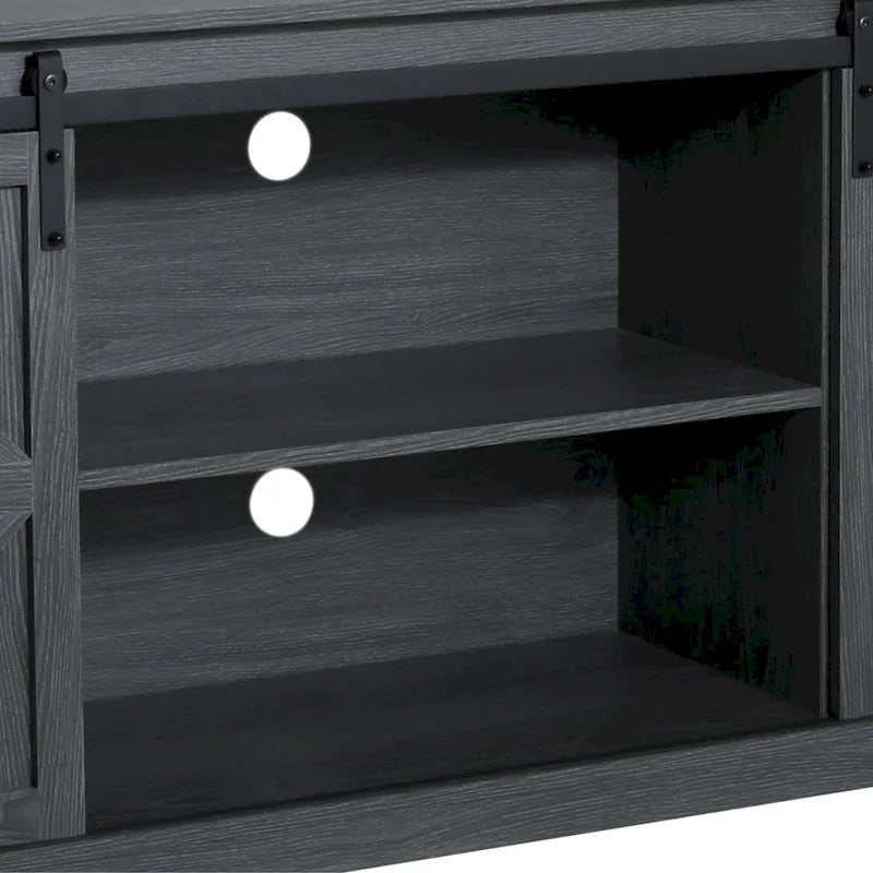 Meuble TV en bois de style ferme avec porte coulissante type grange