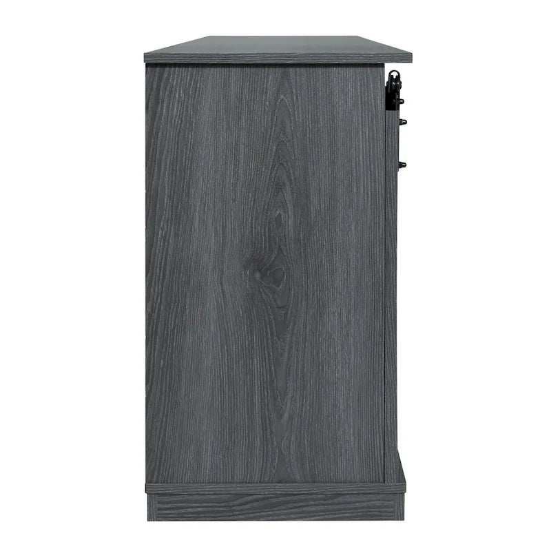 Meuble TV en bois de style ferme avec porte coulissante type grange