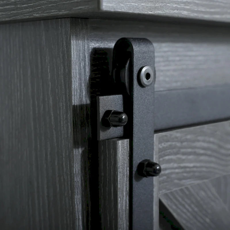 Meuble TV en bois de style ferme avec porte coulissante type grange