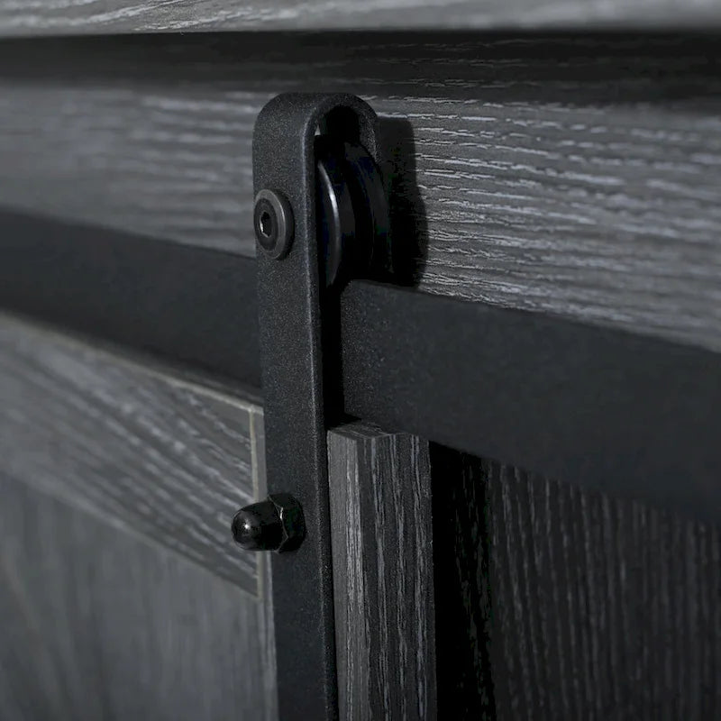 Meuble TV en bois de style ferme avec porte coulissante type grange