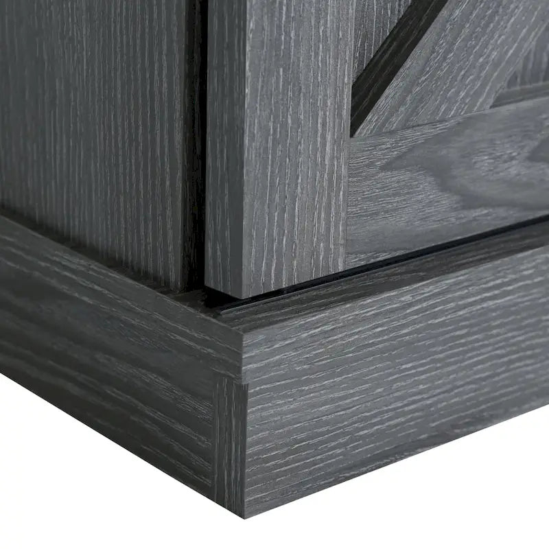 Meuble TV en bois de style ferme avec porte coulissante type grange