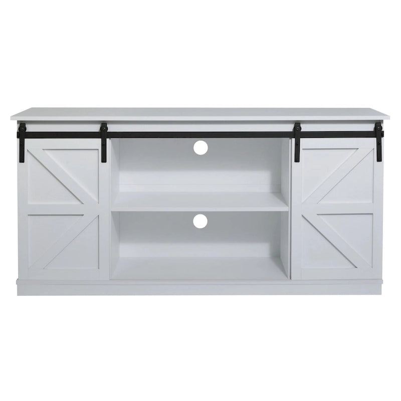 Meuble TV en bois de style ferme avec porte coulissante type grange