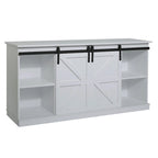 Meuble TV en bois de style ferme avec porte coulissante type grange