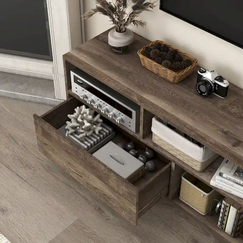 Meuble TV 70 pouces moderne du milieu du siècle Santee avec tiroir par