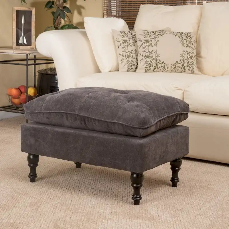 Jeremy Tufted Fabric Ottoman by 