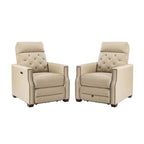 Fauteuil inclinable électrique en cuir véritable de 80 cm de large avec port USB, lot de 2