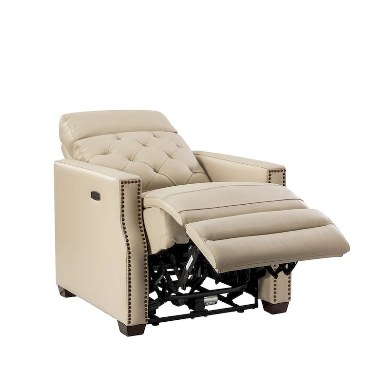 Fauteuil inclinable électrique en cuir véritable de 80 cm de large avec port USB, lot de 2
