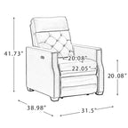 Fauteuil inclinable électrique en cuir véritable de 80 cm de large avec port USB, lot de 2