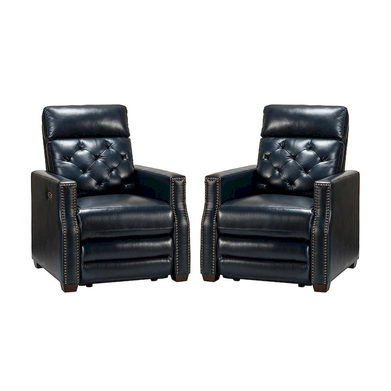 Fauteuil inclinable électrique en cuir véritable de 80 cm de large avec port USB, lot de 2