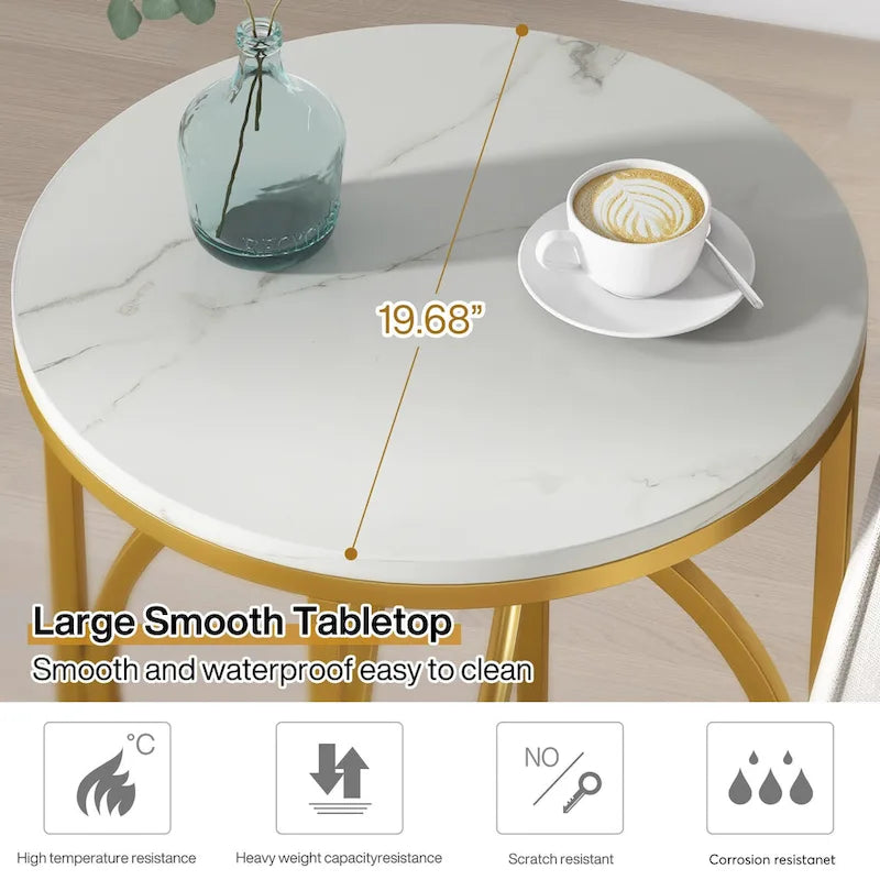 Table d'appoint ronde moderne de 20 po