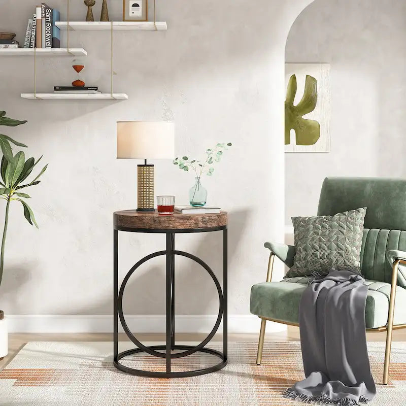 Table d'appoint ronde moderne de 20 po