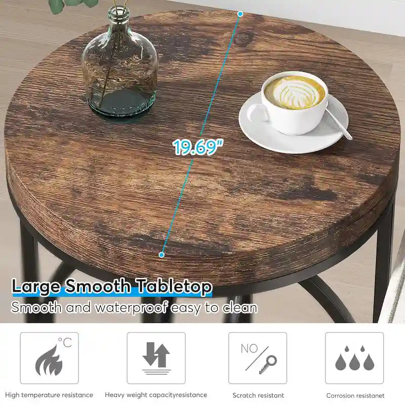 Table d'appoint ronde moderne de 20 po