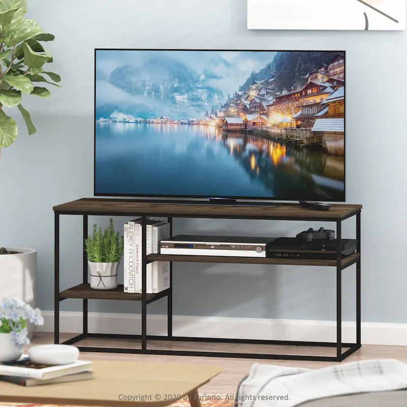 Meuble TV moderne pour téléviseur jusqu'à 50 pouces, coloris noyer Columbia