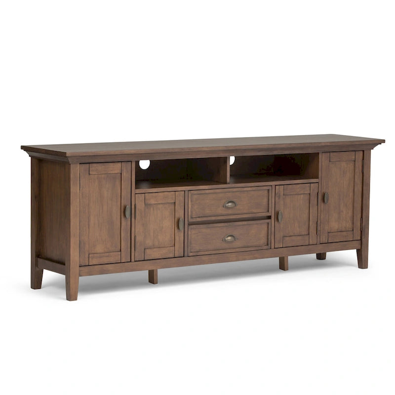 Meuble TV transitionnel en BOIS MASSIF Mansfield de 72 pouces de large pour téléviseurs jusqu'à 80 pouces - 72 L x 16,5 P x 26 H