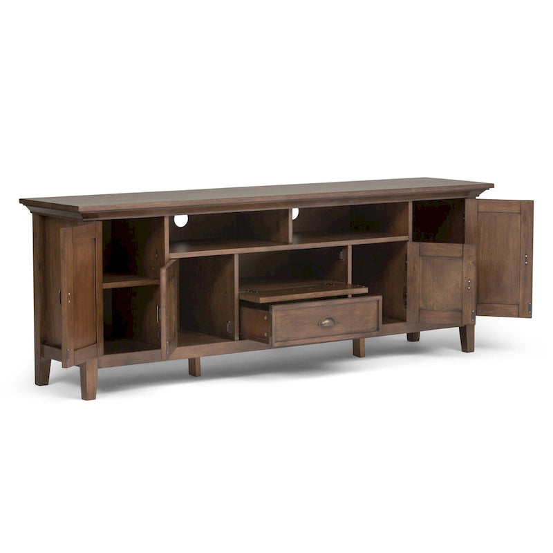Meuble TV transitionnel en BOIS MASSIF Mansfield de 72 pouces de large pour téléviseurs jusqu'à 80 pouces - 72 L x 16,5 P x 26 H