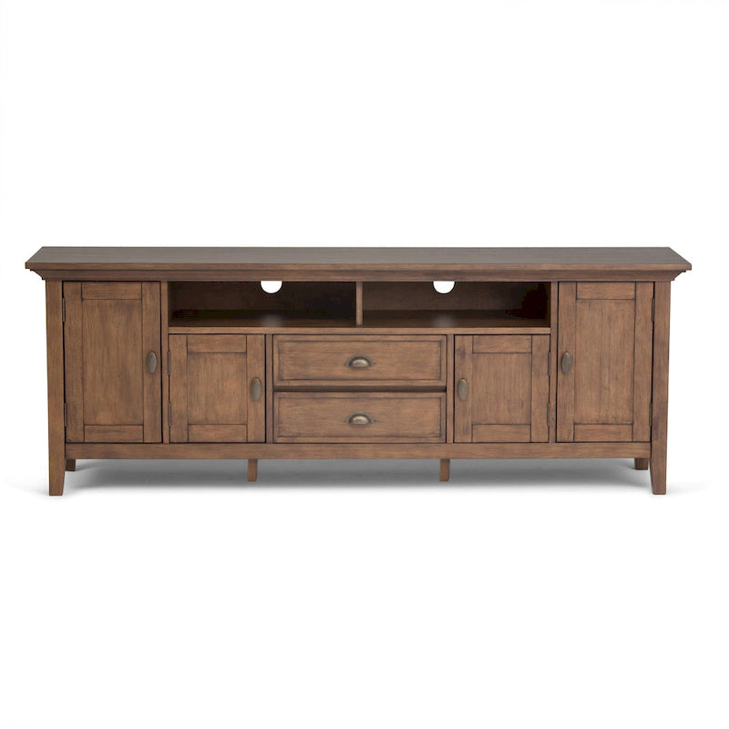 Meuble TV transitionnel en BOIS MASSIF Mansfield de 72 pouces de large pour téléviseurs jusqu'à 80 pouces - 72 L x 16,5 P x 26 H
