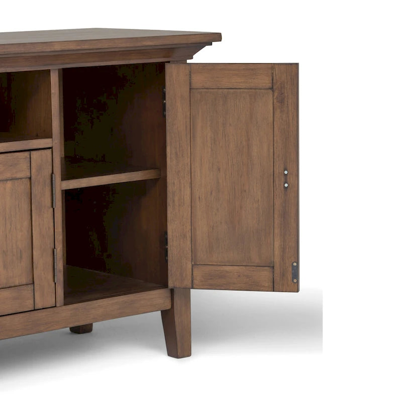 Meuble TV transitionnel en BOIS MASSIF Mansfield de 72 pouces de large pour téléviseurs jusqu'à 80 pouces - 72 L x 16,5 P x 26 H