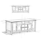 Meuble TV transitionnel en BOIS MASSIF Mansfield de 72 pouces de large pour téléviseurs jusqu'à 80 pouces - 72 L x 16,5 P x 26 H