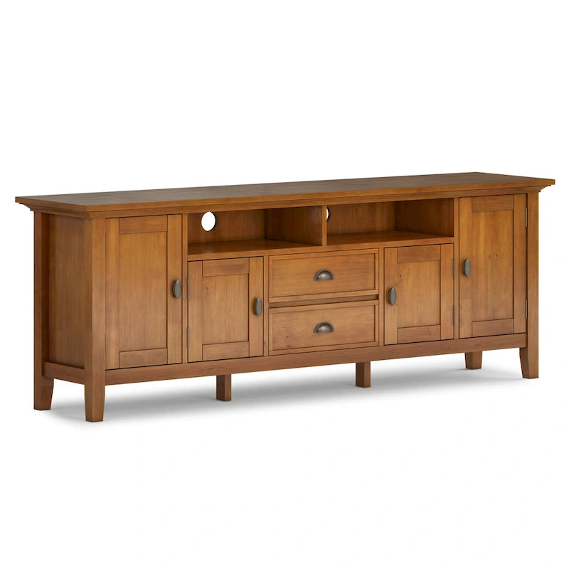 Meuble TV transitionnel en BOIS MASSIF Mansfield de 72 pouces de large pour téléviseurs jusqu'à 80 pouces - 72 L x 16,5 P x 26 H