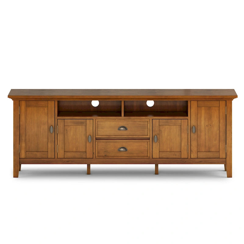 Meuble TV transitionnel en BOIS MASSIF Mansfield de 72 pouces de large pour téléviseurs jusqu'à 80 pouces - 72 L x 16,5 P x 26 H