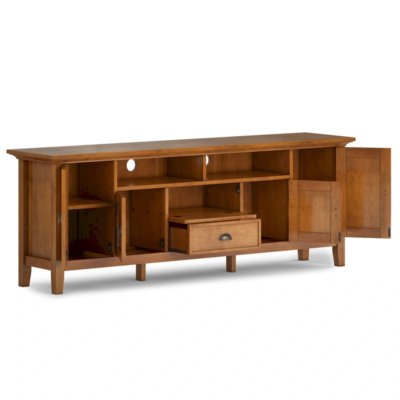 Meuble TV transitionnel en BOIS MASSIF Mansfield de 72 pouces de large pour téléviseurs jusqu'à 80 pouces - 72 L x 16,5 P x 26 H