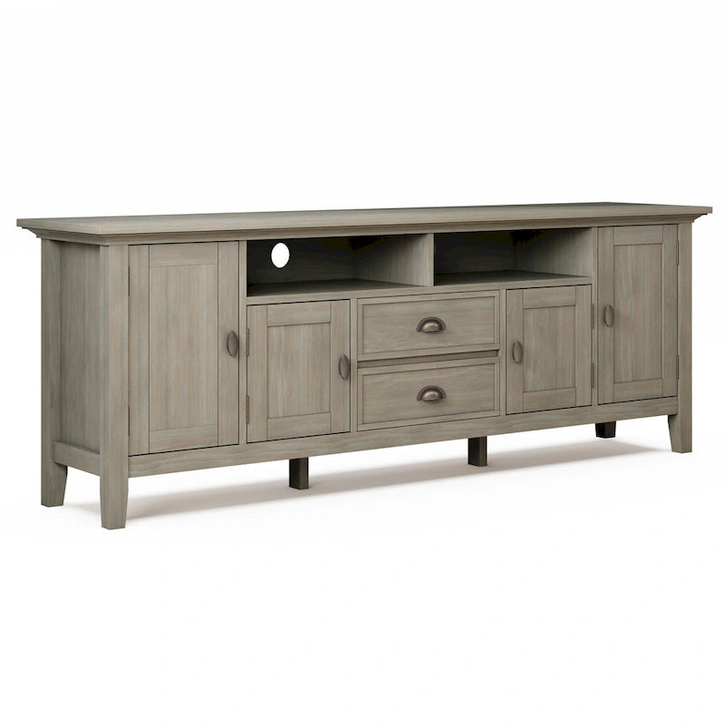 Meuble TV transitionnel en BOIS MASSIF Mansfield de 72 pouces de large pour téléviseurs jusqu'à 80 pouces - 72 L x 16,5 P x 26 H