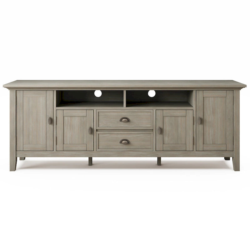 Meuble TV transitionnel en BOIS MASSIF Mansfield de 72 pouces de large pour téléviseurs jusqu'à 80 pouces - 72 L x 16,5 P x 26 H