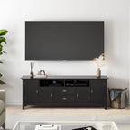 Meuble TV transitionnel en BOIS MASSIF Mansfield de 72 pouces de large pour téléviseurs jusqu'à 80 pouces - 72 L x 16,5 P x 26 H