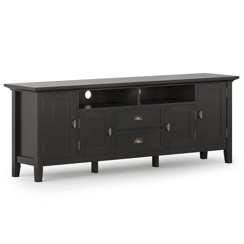 Meuble TV transitionnel en BOIS MASSIF Mansfield de 72 pouces de large pour téléviseurs jusqu'à 80 pouces - 72 L x 16,5 P x 26 H