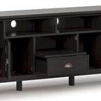 Meuble TV transitionnel en BOIS MASSIF Mansfield de 72 pouces de large pour téléviseurs jusqu'à 80 pouces - 72 L x 16,5 P x 26 H