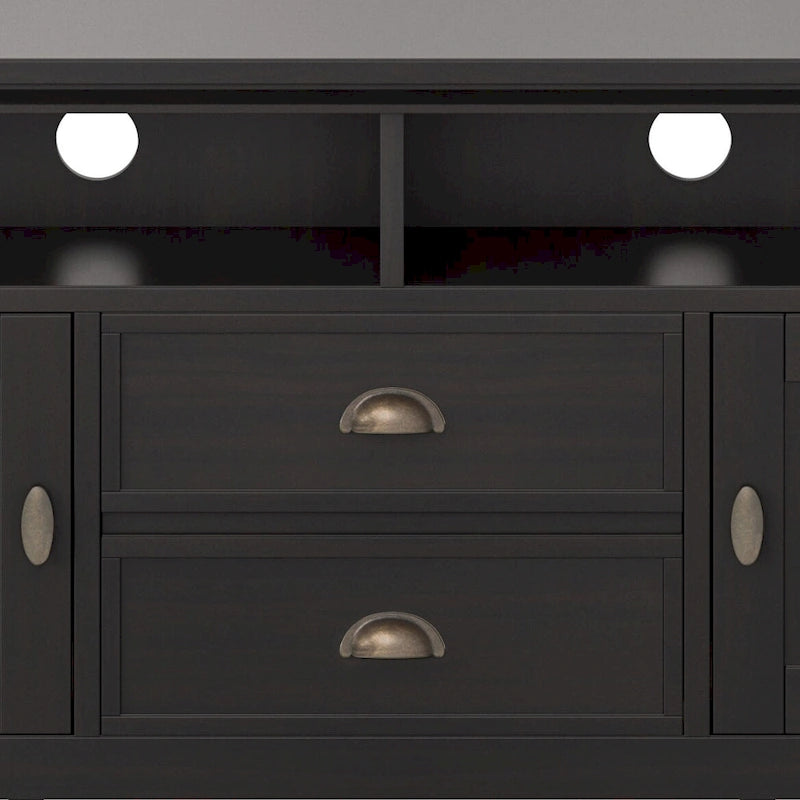 Meuble TV transitionnel en BOIS MASSIF Mansfield de 72 pouces de large pour téléviseurs jusqu'à 80 pouces - 72 L x 16,5 P x 26 H