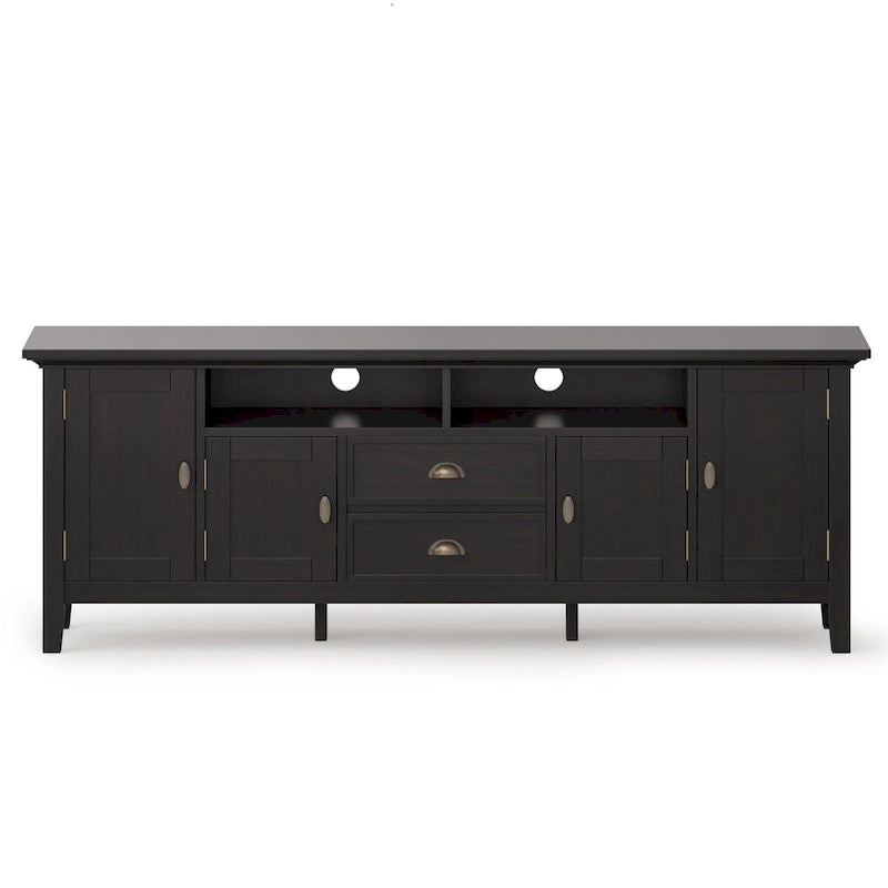 Meuble TV transitionnel en BOIS MASSIF Mansfield de 72 pouces de large pour téléviseurs jusqu'à 80 pouces - 72 L x 16,5 P x 26 H