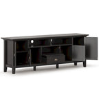 Meuble TV transitionnel en BOIS MASSIF Mansfield de 72 pouces de large pour téléviseurs jusqu'à 80 pouces - 72 L x 16,5 P x 26 H